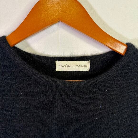 Vintage 100% Cashmere Sweater 80s 90s Casual Corner Women's Medium Black - Picture 2 of 8